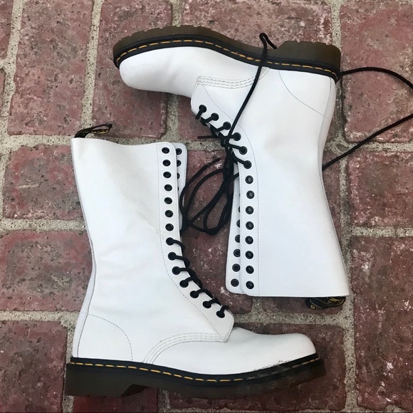 tall white lace up boots